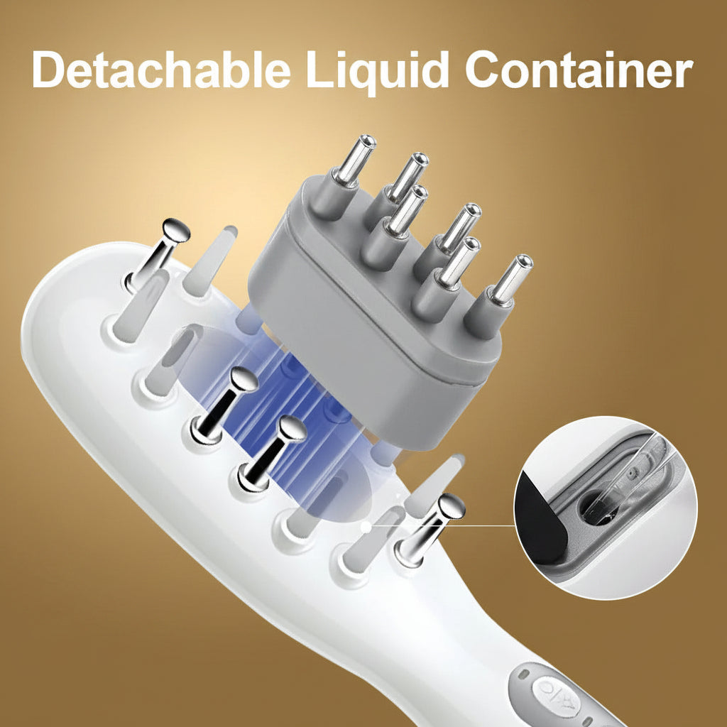 Detachable liquid container with multiple nozzles on a dark blue background